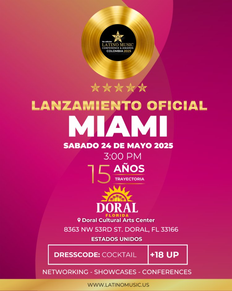 MIAMI SE PREPARA PARA RECIBIR EL GRAN LANZAMIENTO DE LA 15a EDICION DE LOS LATINO MUSIC AWARDS 2025